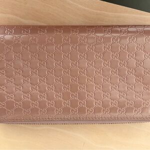 Gucci Embossed Leather Long Wallet -  Rose Gold